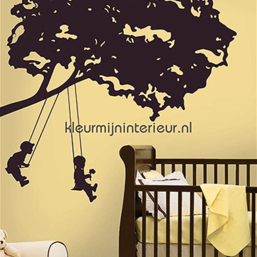 Kids on swings silhouet sticker autocolantes decoracao RMK2054GM Bebs - Crianas York Wallcoverings